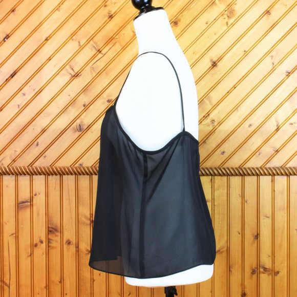 Jones New York Sheer Camisole Black Sleeveless Loose Fit Minimalist approx L - Picture 3 of 6